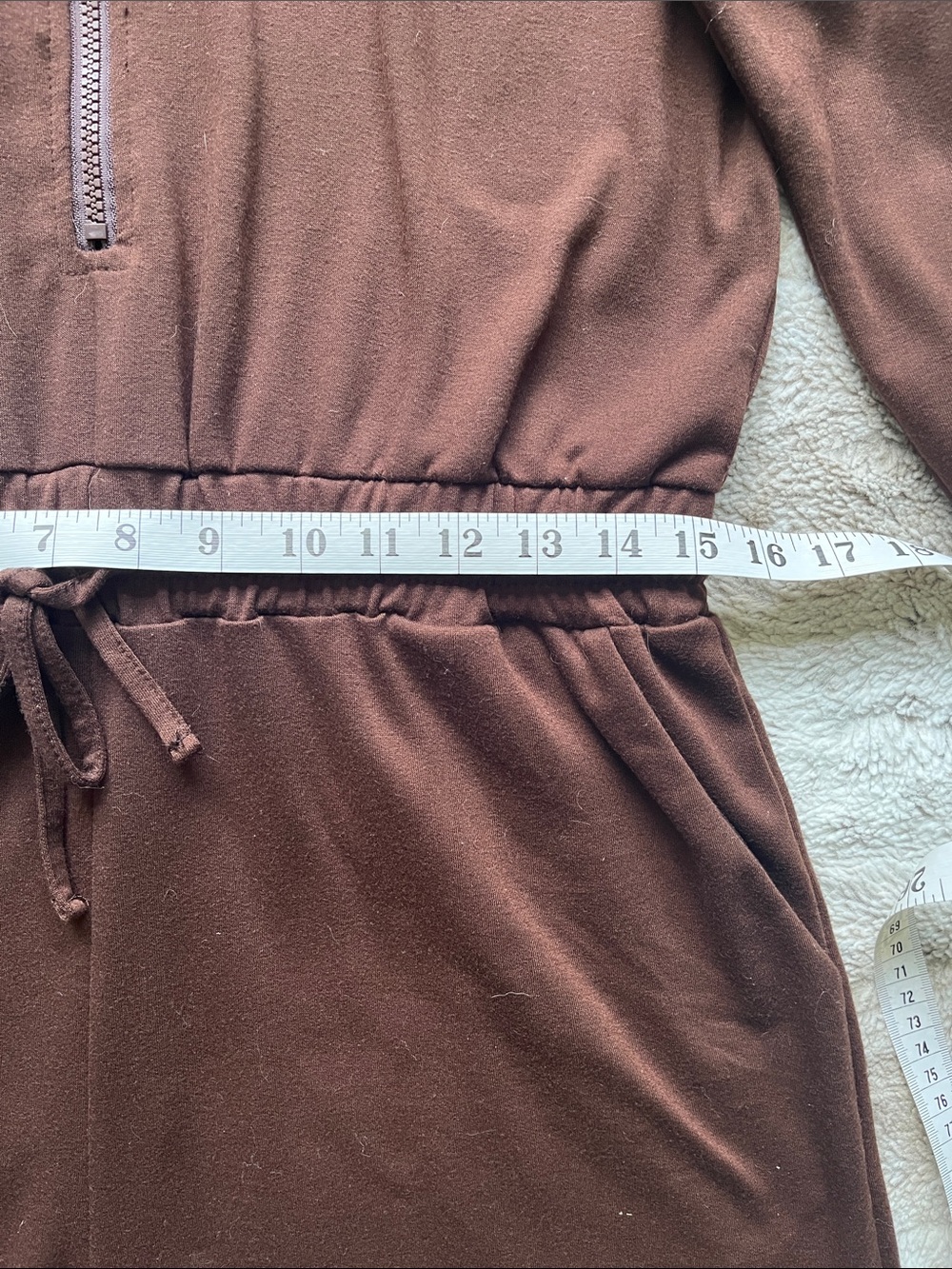 Brown Half-Zip Long Sleeve Romper - Picture 3 of 4